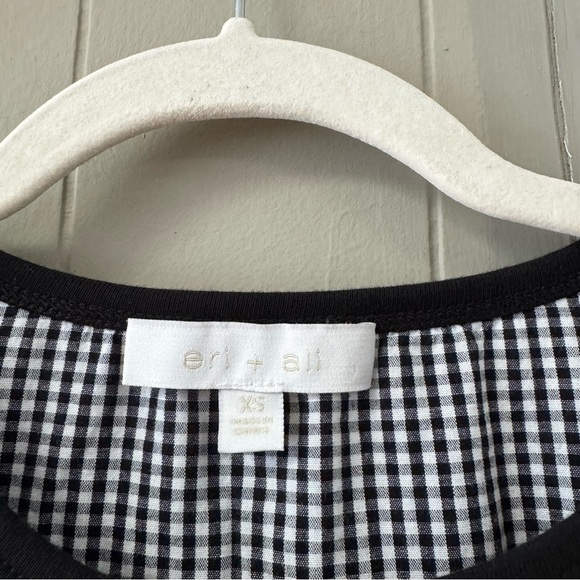 Eri + Ali Shirley Gingham Back Tee Blouse Top Size XS Black White Anthropologie - Picture 4 of 12